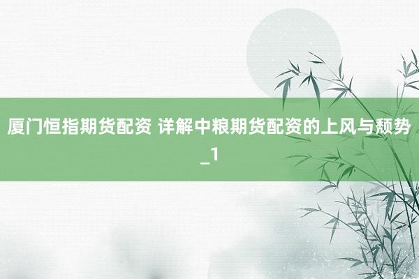 厦门恒指期货配资 详解中粮期货配资的上风与颓势_1