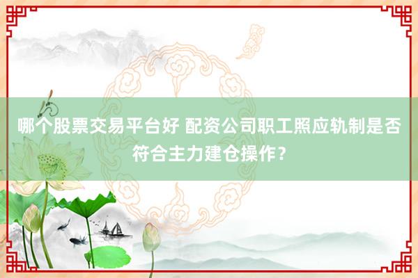 哪个股票交易平台好 配资公司职工照应轨制是否符合主力建仓操作？