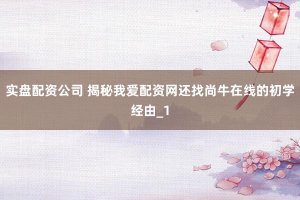 实盘配资公司 揭秘我爱配资网还找尚牛在线的初学经由_1